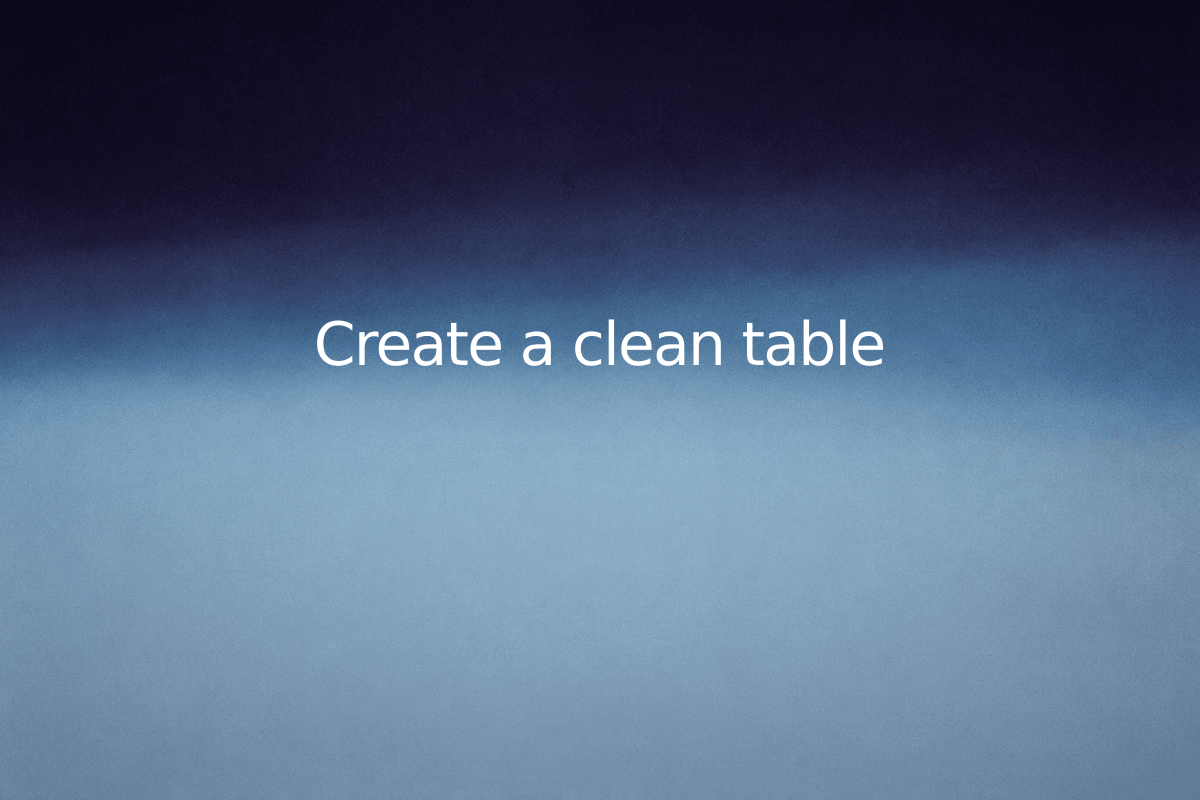 Create a clean table — SheetSteps